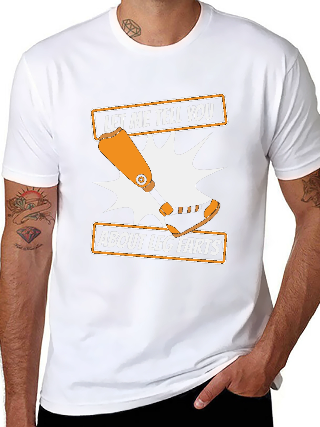 Funny Leg Farts T-Shirt - Prosthetic Limb Humor