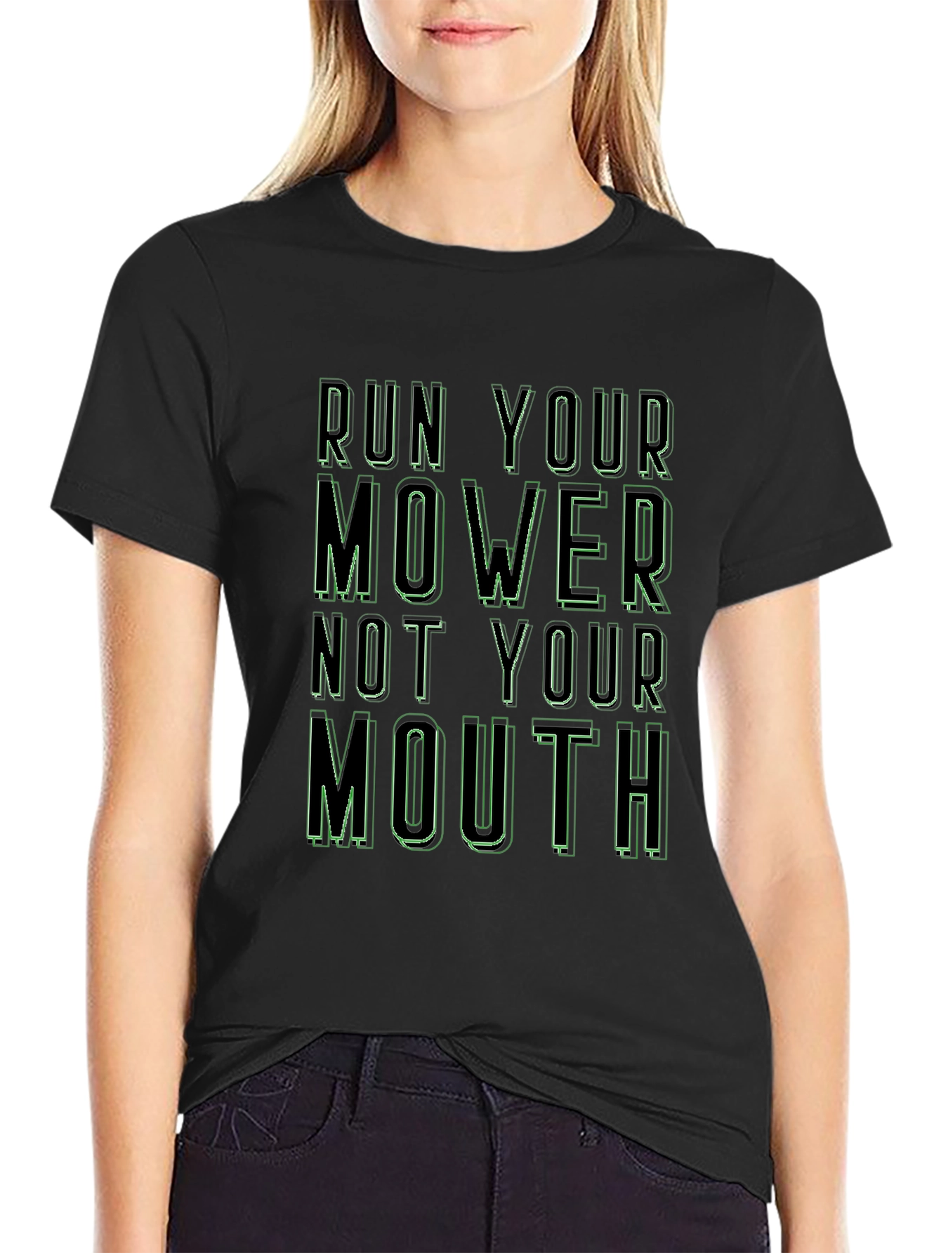 Run Your Mower Funny Black Graphic Tee