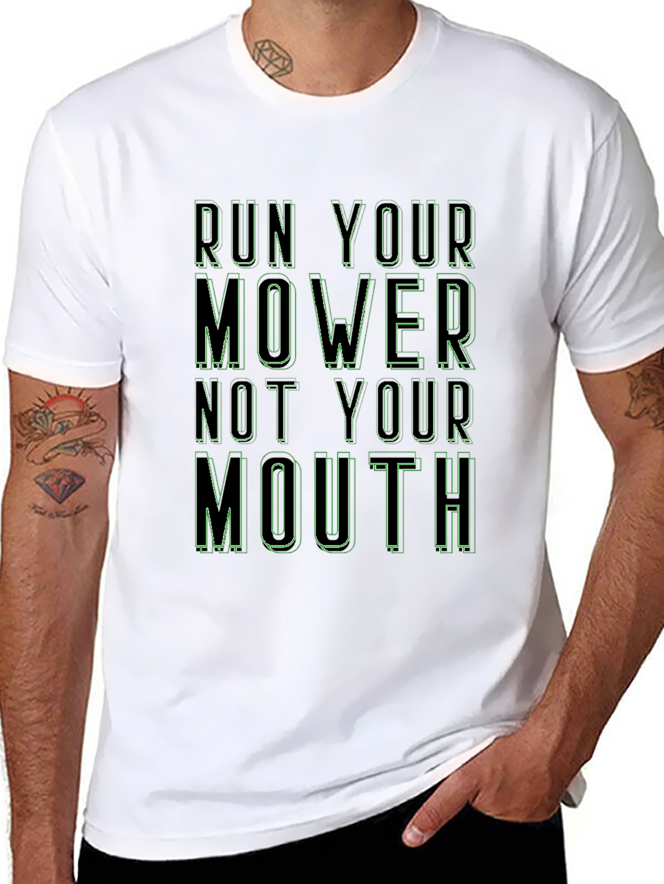 Run Your Mower Funny Black Graphic Tee