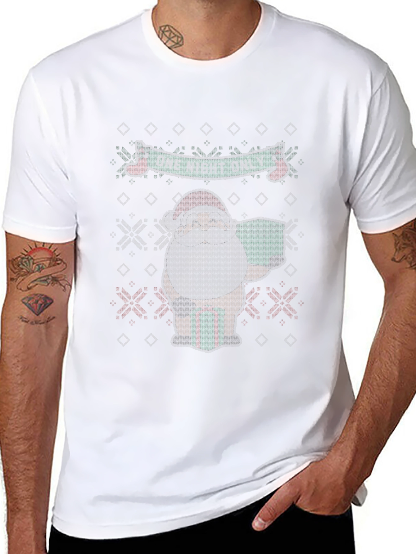 One Night Only Santa Ugly Christmas Sweater T-Shirt