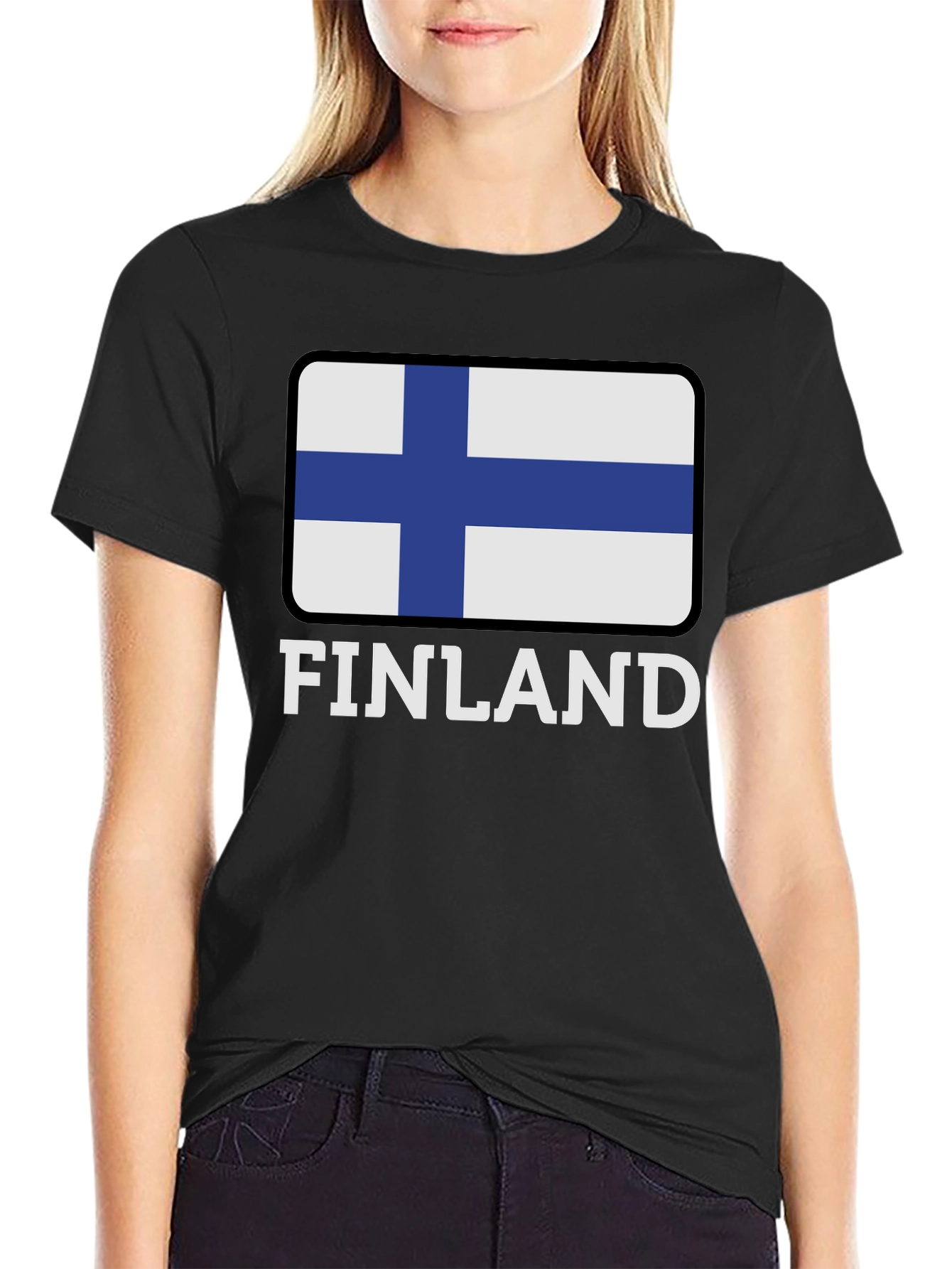 Finland Flag Graphic T-Shirt - Black Cotton Tee