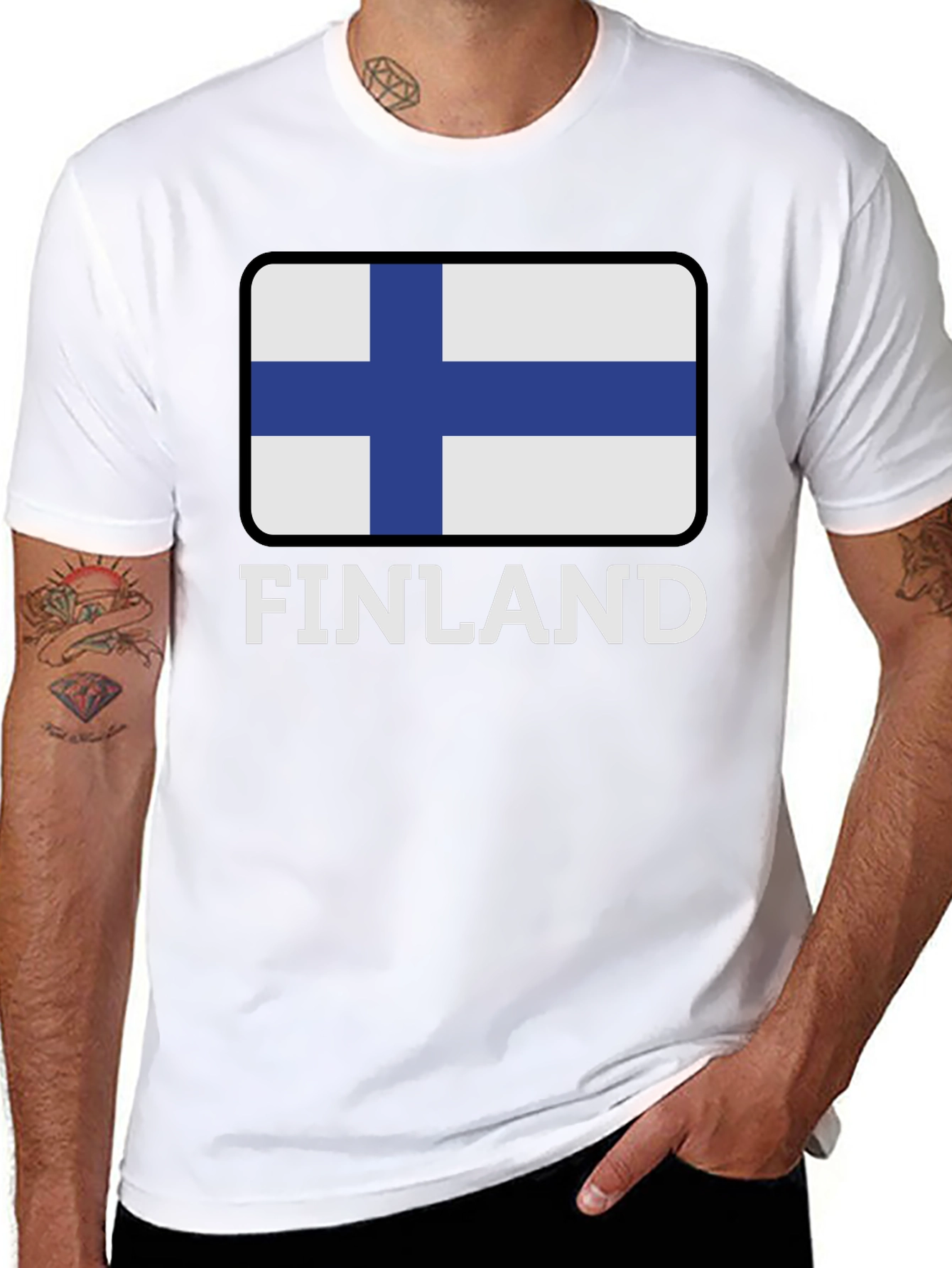 Finland Flag Graphic T-Shirt - Black Cotton Tee