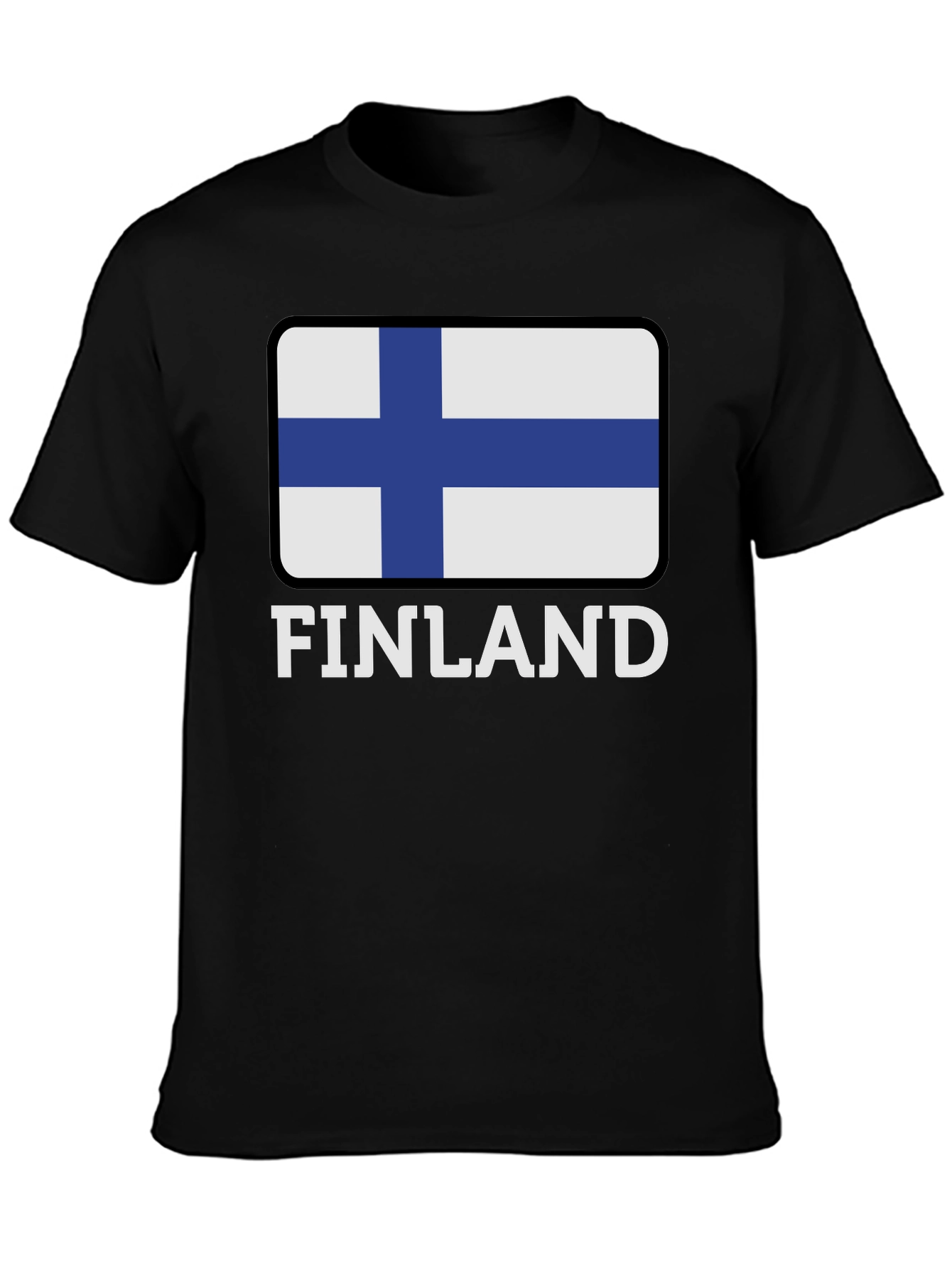 Finland Flag Graphic T-Shirt - Black Cotton Tee