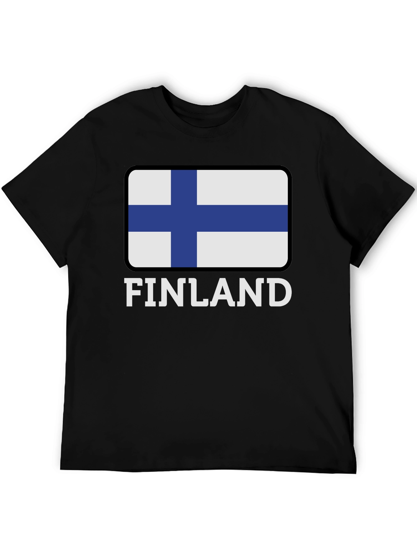Finland Flag Graphic T-Shirt - Black Cotton Tee