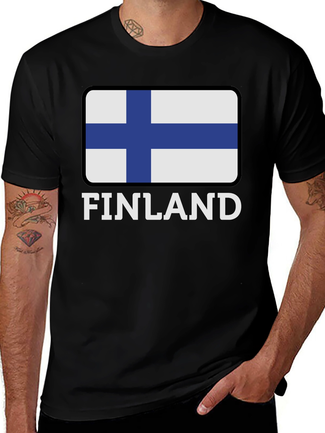 Finland Flag Graphic T-Shirt - Black Cotton Tee